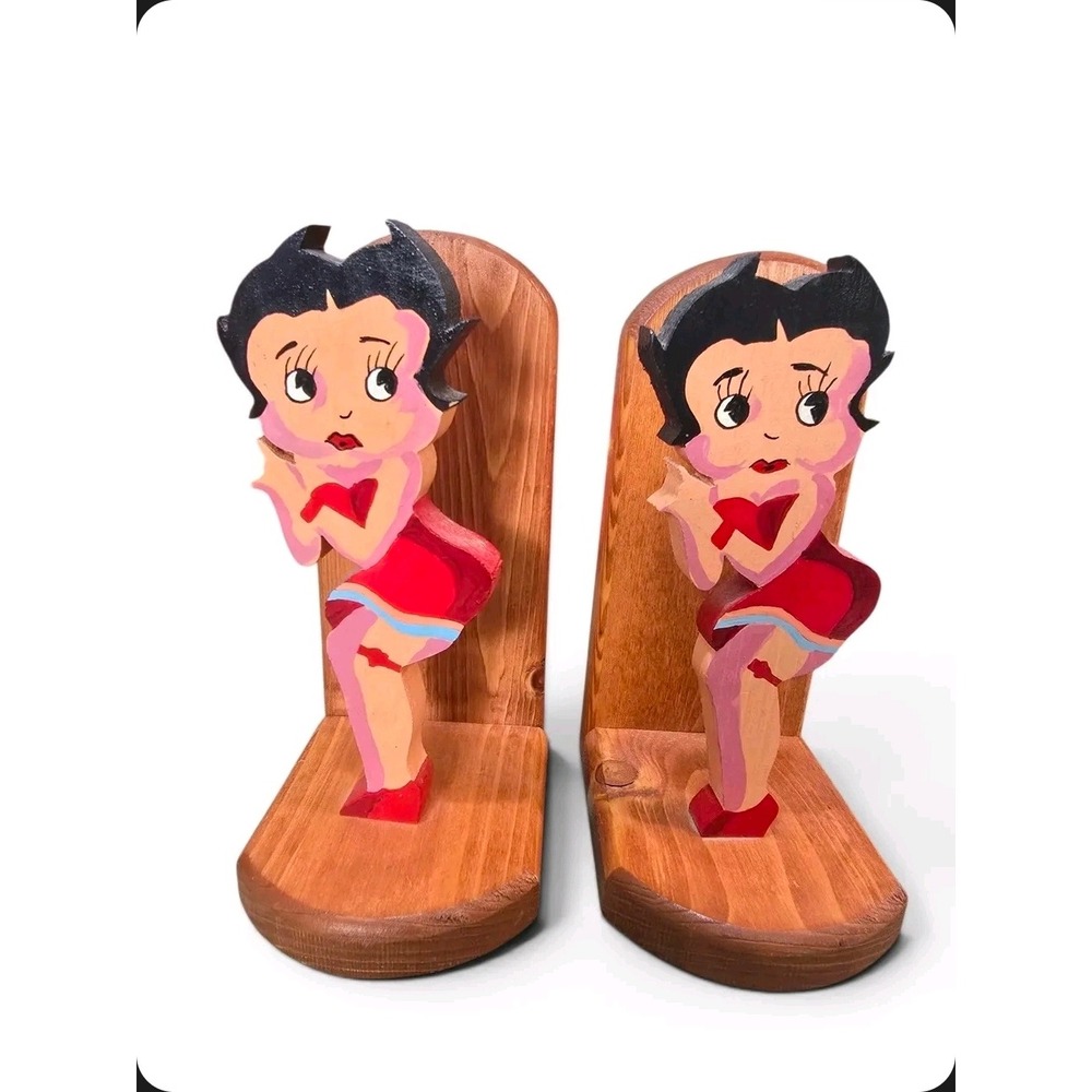 Vintage‎ handmade wooden Betty Boop bookends